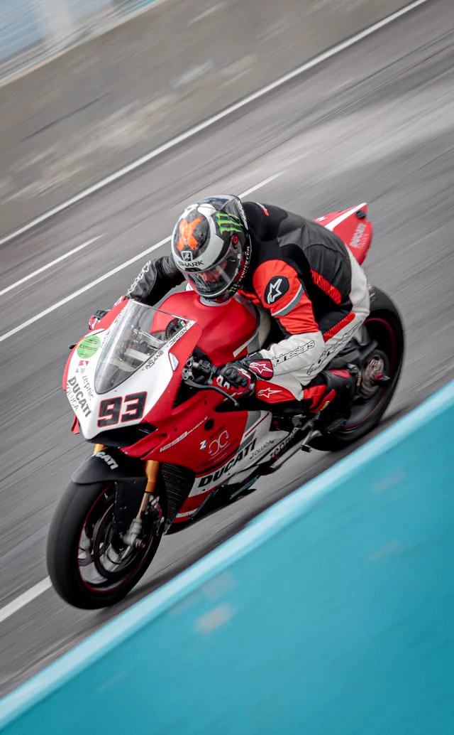 MotoGP rider cornering a racing motorcycle